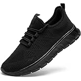 EKRBXA Men Tennis Shoes Running Shoes - Gym Sneakers Shoes Walking Workout Shoes Non Slip Walking Athletic Slip on Breathable Mesh Comfortable Lightweight Casual Fashion Sports Shoes Black 7