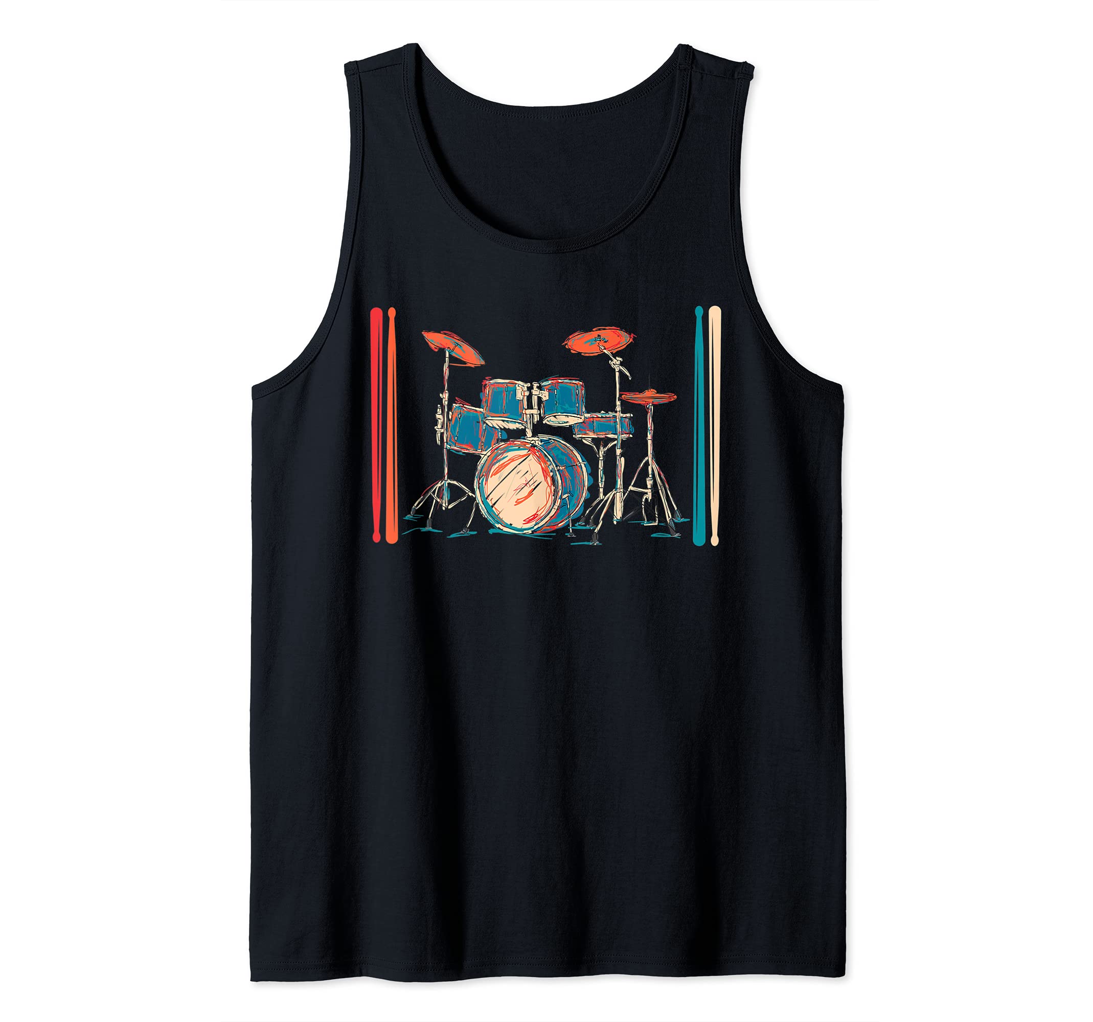 Drum Set Rock Music Percussion Musician Drummer Drums Tank Top