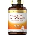 Carlyle Vitamin C with Rose HIPS 500mg | 200 Caplets | High Potency Formula | Vegetarian, Non-GMO and Gluten Free Supplement