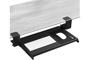 ErgoActive Small Size Keyboard Tray, Clamp On Easy Installation, Desk Organizer (Small Tray) (MDF Wood)