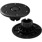 BBTO 2 Pcs Pontoon Boat Table Base 2-3/8" Round Flush Mount Table Leg Base Black Plastic Storable Boat Replacement for Marine Leg Mount, Water Equipment Accessories