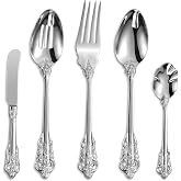 KEAWELL Gorgeous 5-Piece 18/10 Serving Utensil Set (Silver) | 18/10 Stainless Steel High-End Hostess Serving Utensils; 5-Piece Silver Set; Ideal for Entertaining; Dishwasher Safe