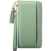 Travelambo Wristlet Wallet Women RFID Bifold Large Capacity Clutch Purse | Tassel, Zipper Coin Pocket, Card Holder Wallet, Gifts for Women