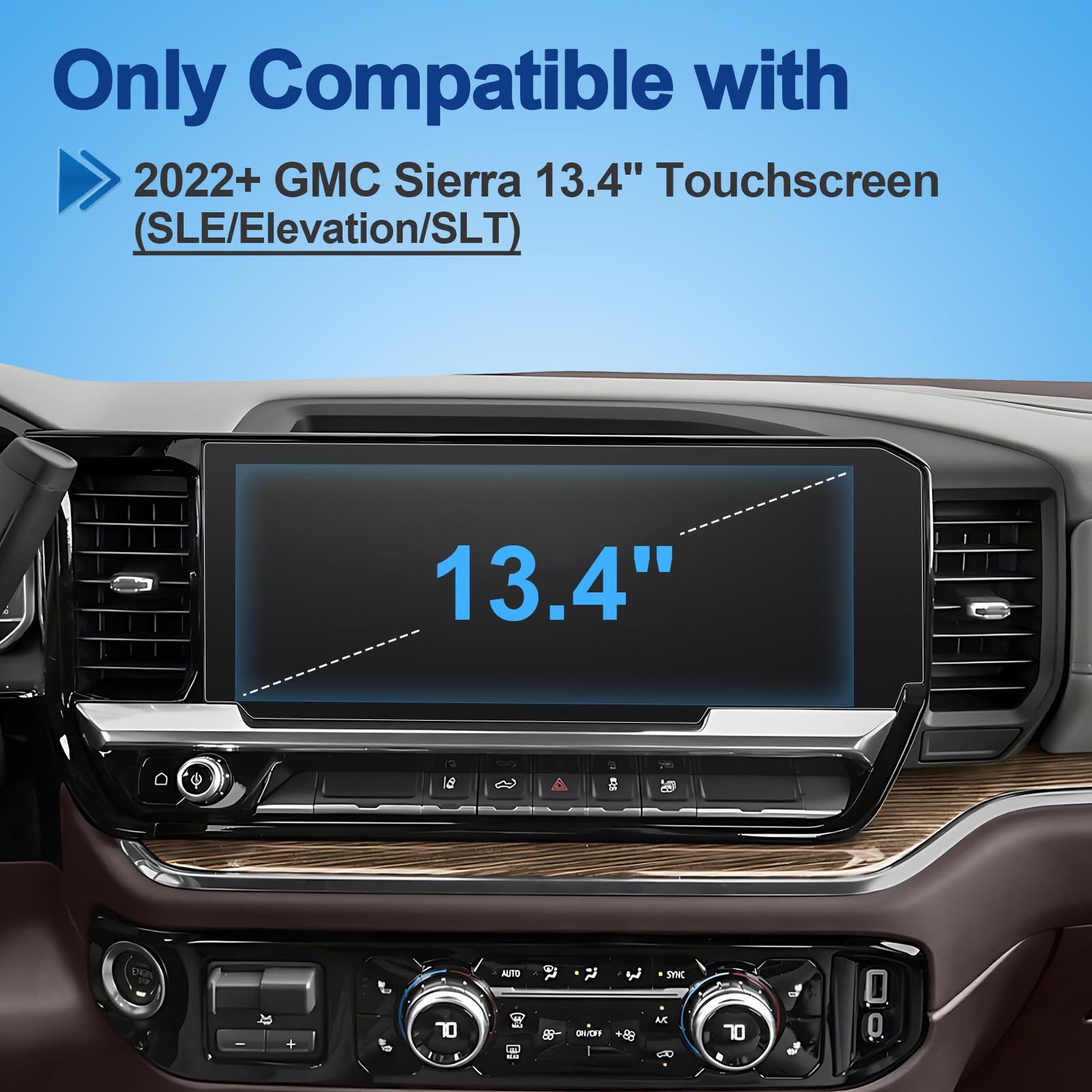 Anti-Glare Matte Screen Protector for 2022-2025 2026 GMC Sierra 1500 (AT4/AT4X/Denali/Denali Ultimate), 9H Tempered Glass 2023 2024 Sierra 1500/2500HD/3500HD Accessories Anti-Fingerprint 13.4