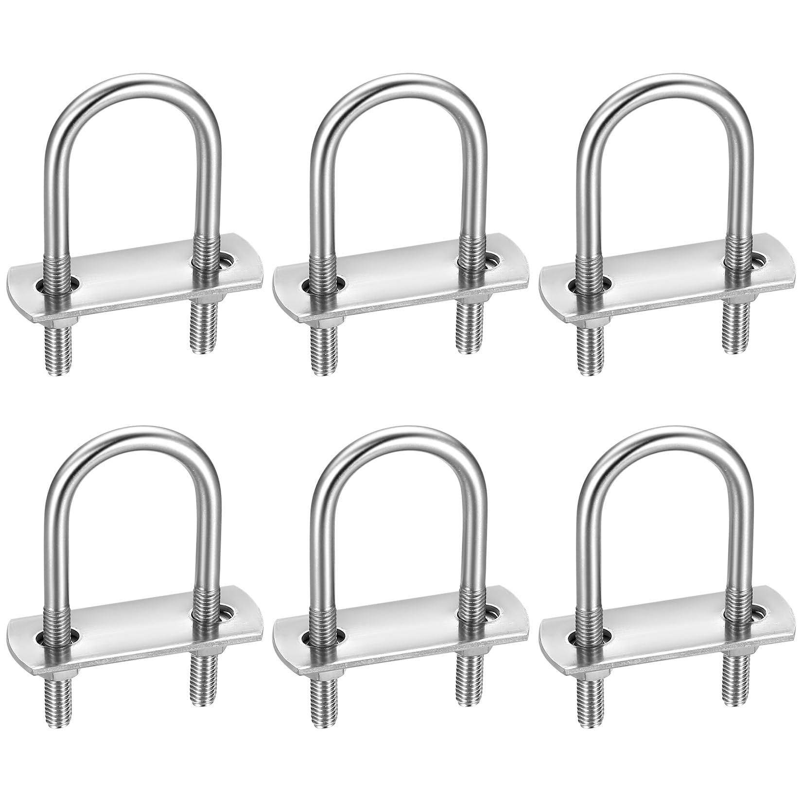 Stainless Steel Tie Down U Bolts, Metal Round U Shape Bolts with Hex Nuts, Plates, Washers for Attaching Piping Conduit Cable Tube Trailer Marine Boat Deck (Fillet corner 70x25mm) — image 1