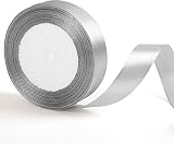 ZSYIULIA 20mm Silver Gray Satin Ribbon 22m Gift Wrapping Craft Beading
