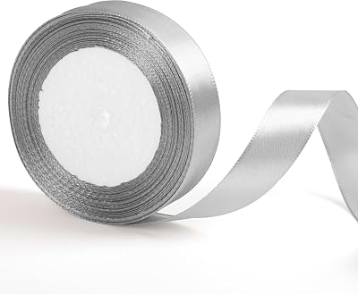 ZSYIULIA 20mm Silver Gray Satin Ribbon 22m Gift Wrapping Craft Beading