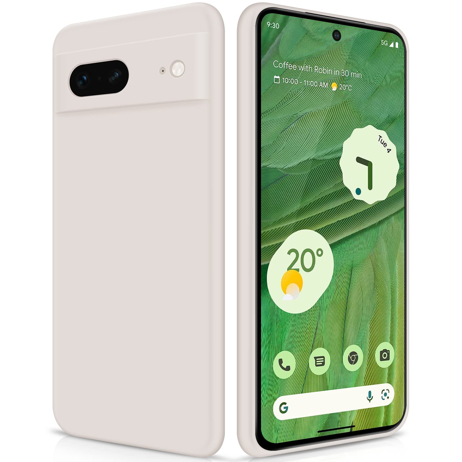 GiiYoon Case Compatible with Google Pixel 7, Silky-Soft Touch Full-Body Protective Phone Silicone Case, Shockproof Cover with Microfiber Lining, off white — image 1