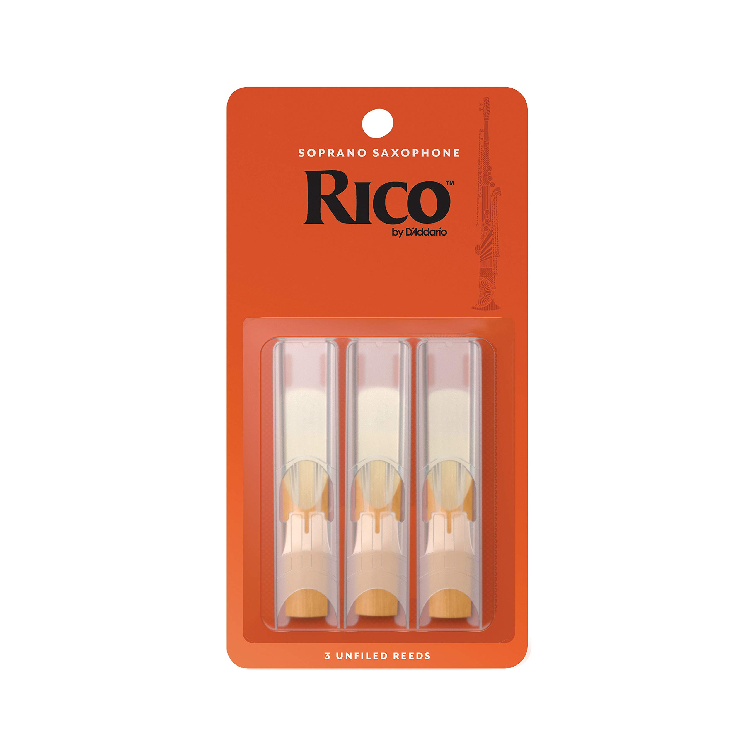 D’Addario Woodwinds - Rico Soprano Sax Reeds - Soprano Saxophone Reeds - Soprano Reeds Crafted for Beginners, Students, Educators - Strength 2.0, 3-Pack