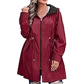 AOVDE Women's Rain Jacket Plus Size: Waterproof Raincoat Reversible Lightweight Windbreaker Jackets with Hooded