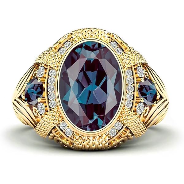 MOLICACI 14K Gold Men's Emerald Ring - 2.0 Ct Created Emerald With Moissanite, Real Gold