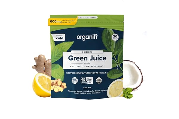 Organifi Green Juice - Powder Supplement with Organic Spirulina, Ashwagandha, and Chlorella - Helps Achieve Fitness Goals and