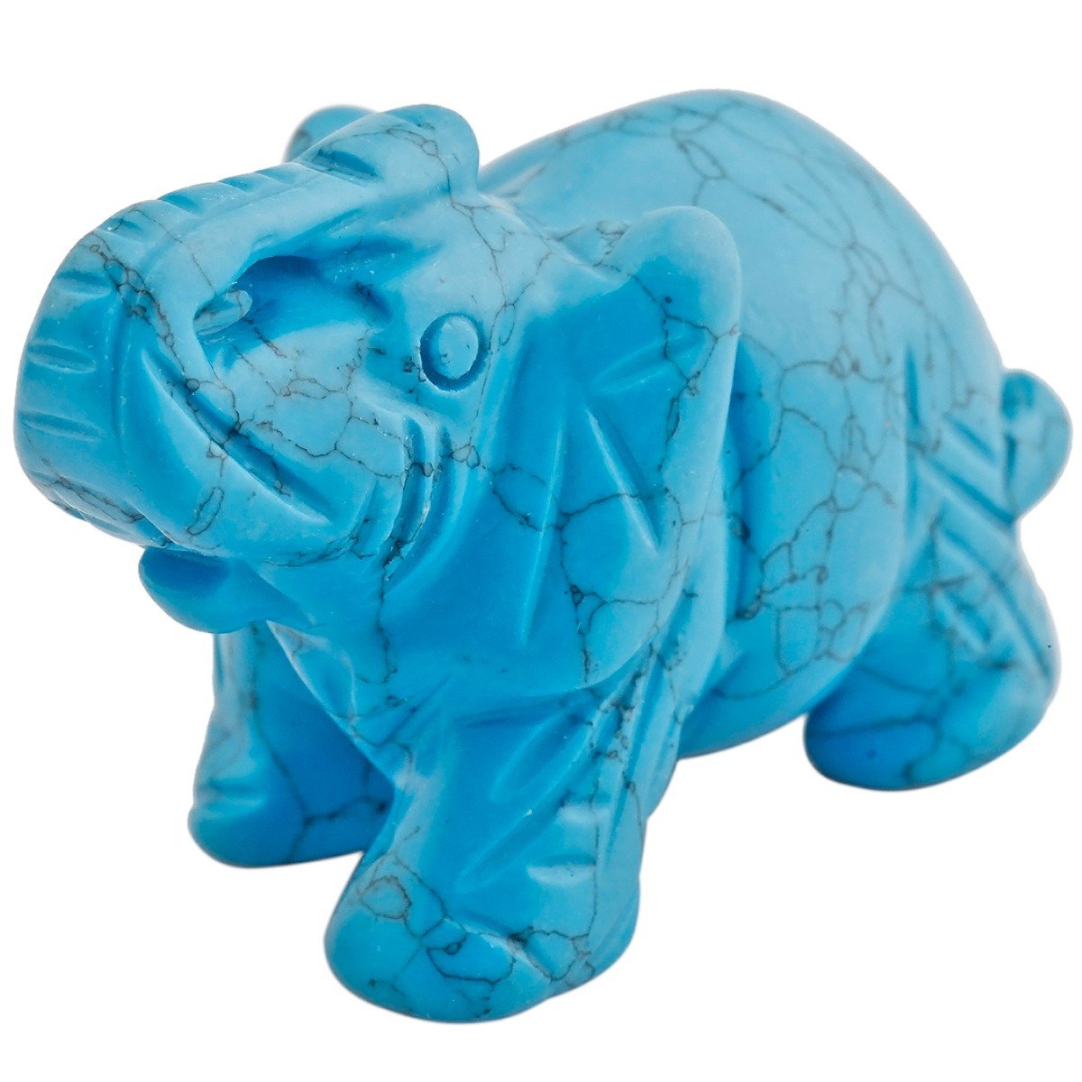 mookaitedecor Blue Howlite Turquoise Elephant Ornament Figurine,Healing Crystal Energy Gemstone Reiki Statue Home Decor,1.5 Inches