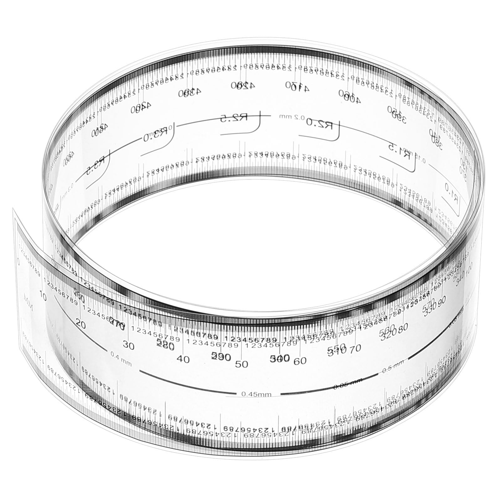 Photo 1 of PATIKIL Film Flexible Ruler 60cm 0.1mm Scale with R Angle and Width Lines Clear PET Plastic Soft Folding Straight Ruler for Factory, Transparent, 1 Pcs