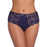 Verano Women's Crotchless Underwear Lace bow Briefs Panties Silky Comfy Bikini