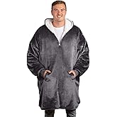 trekki Oversized Hoodie Blanket Sweatshirt, Wearable Blanket Hoodie Men Women with Zip, Comfy Fleece Hooded Blanket Adult