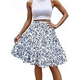 MSLG Women's High Elastic Waist Mini Skirt Casual Summer Trendy Tie Front Flowy Ruffle Floral Print A line Skirts 685