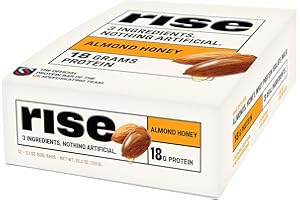 Rise Whey Protein Bars - Almond Honey | Breakfast Bar & Protein Snack 18g Protein 4g Fiber Just 3 Whole Food Ingredients Glut