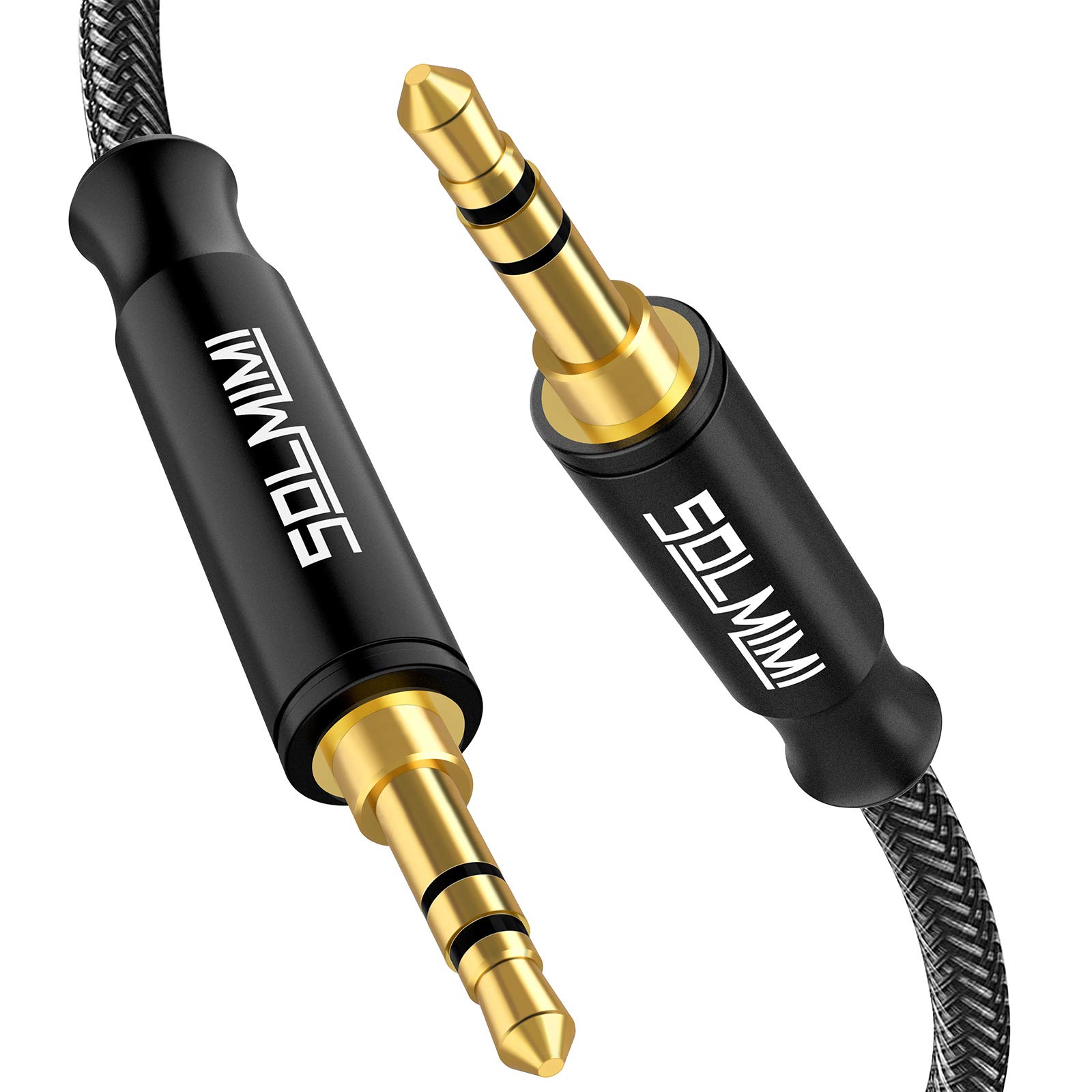 SOLMIMI Aux Cord for Car Lossless Auxiliary Cord Nylon Braid, Male to Male 3.5mm Audio Cable (3.9 ft/1.2 m) for Home Stereo Headphone Speaker PC Laptop Smartphone and More –Matte Black