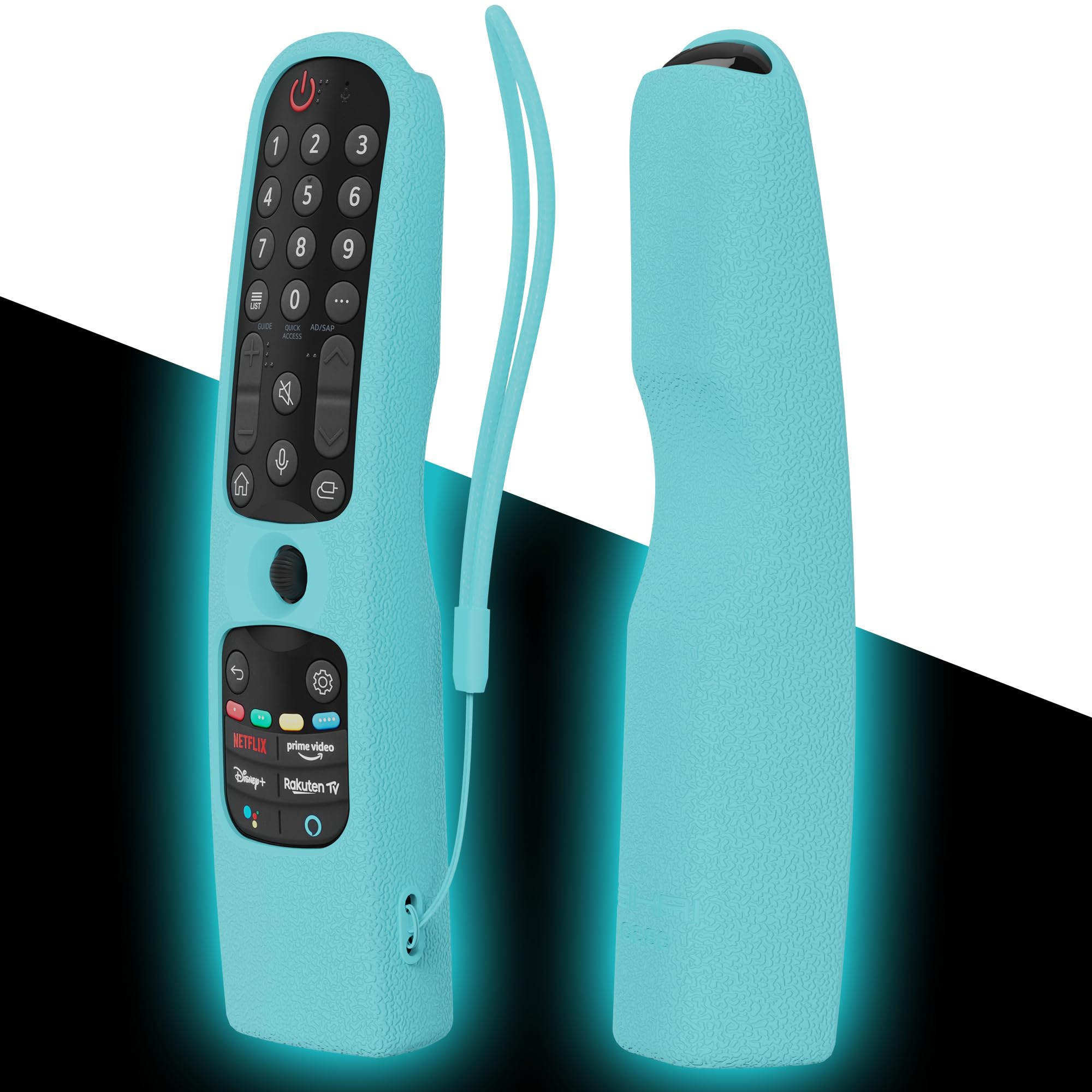 Silicone Remote Control Protective Case Compatible with LG AN-MR24GA/MR23GA/MR22GN/MR21GN, Magic Remote Cover for OLED QLED LG Smart TV 2022/2023/2024, Anti Scratch With Remote Loop(Glow Cyan)