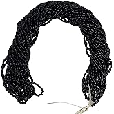 11/0 Glass Seed Beads, 12 String Hanks, Small Craft Beads, 2 mm (Black)