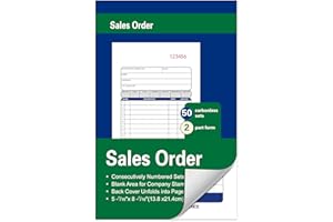 ZZRYWUTY Large Receipt Book,5-7/16 x 8-7/16 Inches,Carbonless Paper,2-Part Duplicate Copy Sales Order,Form,White/Canary/Pink,50 Sets per Book