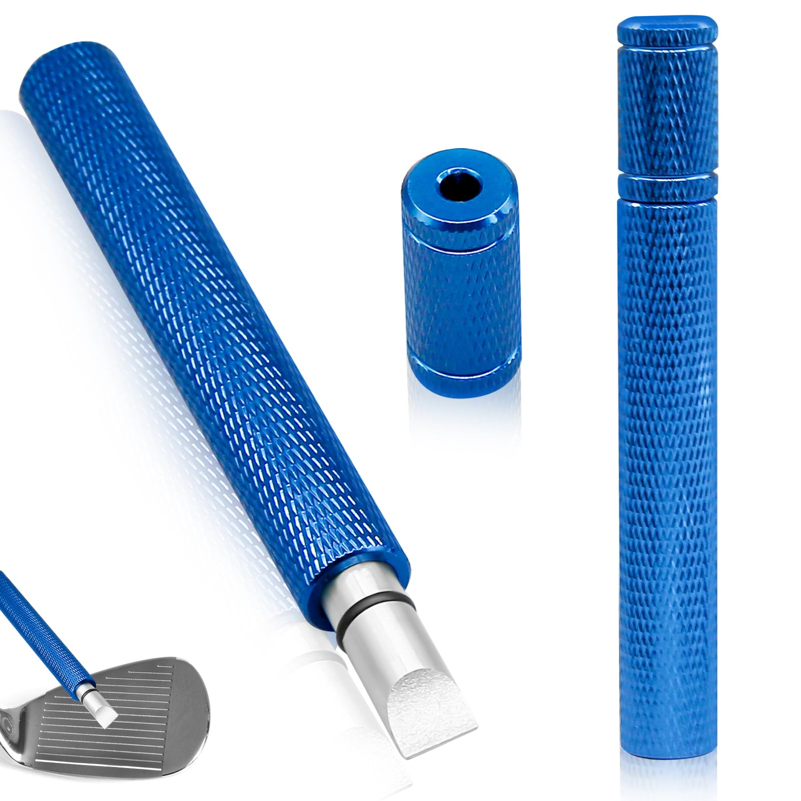 CANIPHA Golf Groove Sharpener Cleaner, Re-Grooving Golf Club Groove Cleaner Sharpener Tool, Anti-skid Grip Golf Accessories for Wedges, Suitable for U & V-Grooves, Golf Accessories for Women (Blue)