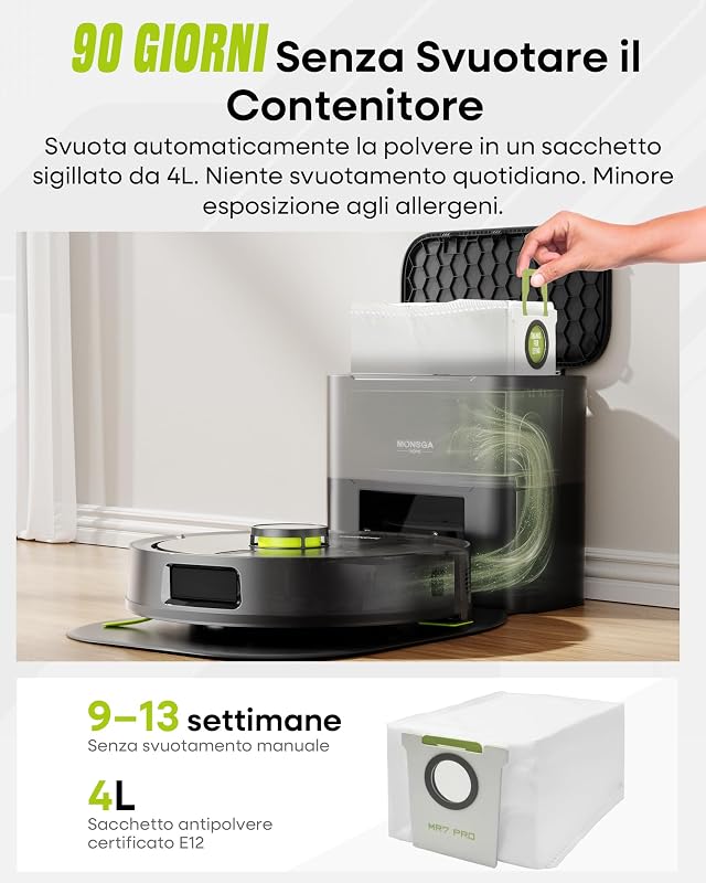 10000Pa Robot Aspirapolvere Lavapavimenti, Anti-Groviglio
