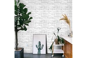 COHOO HOME 393”×18” Gray White 3D Brick Wallpaper Peel and Stick Wallpaper Brick Contact Paper Self Adhesive Brick Wall Paper White Gray Brick Wallpaper Brick Removable Wallpaper Vinyl Film Backsplash Bedroom