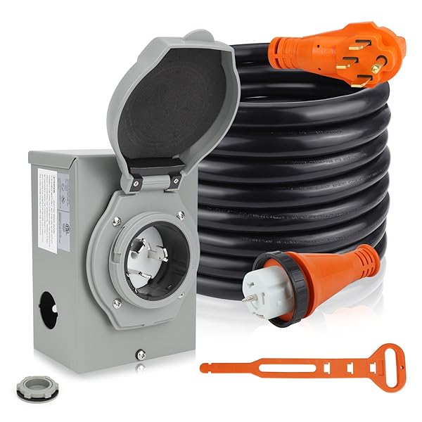 TIPHOPE 50AMP GENERATOR CORD 25FT AND POWER INLET...