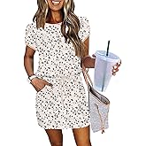 ETCYY NEW Womens Summer Dresses Tie Front Chic Mini Dress Petal Short Sleeve with Pockets