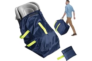 DMS PROTECTOR Car Seat Travel Bag for Airplane, Water-Resistant Gate Check Bag with Adjustable Carry Straps, Universal Fit, Durable Carseat Cover for Airplane Travel, Navy