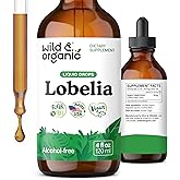 Wild & Organic Lobelia Tincture - Lung Detox and Cleanse - Liquid Lobelia Herb Supplement - Vegan, Sugar & Alcohol-Free Leaf Extract Drops - 4 fl oz