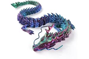 LYROYREG 3D Printed Dragon, 17.7 Inch Articulated Dragon, Crystal Dragon, Dragon Fidget Toy, Home Office Decor Executive Desk Toys (F)