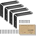 BATODA 8" Countertop Support Brackets (4 Pcs) for Granite - Heavy Duty L Shelf Bracket - Wall Mounted for DIY Open Shelving - Blind Shelf Support (8 Inch Pack 4)