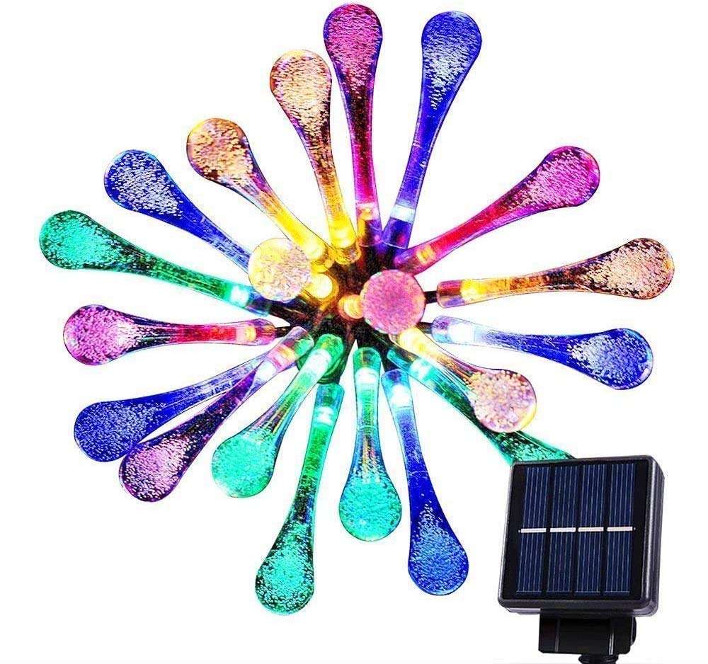 Goodia 30LED Teardrop Solar Lights Outdoor Garden Lights, 20.8Ft/6.35M Powered Waterproof, Multicolor String
