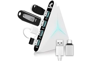 KOKOVOLTA USB Hub 3.0 High-Speed type С - USB Splitter for Laptop, MacBook, Xbox, Flash Drive, HDD, Printer, Camera, Keyboard, Multi USB Port Extender, Fast Charging, Fast Data Transfer Long Cord Compact Design