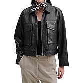 BZB Womens Faux Leather Motorcycle Jacket 2026 Trendy Pockets Bomber Zip Up Cropped Jackets Coat Outerwear