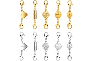 10pcs Double Magnetic Necklace Clasps, 5 Styles Magnetic Necklace Clasps and Closures Magnetic Clasp Converter Magnetic Clasp