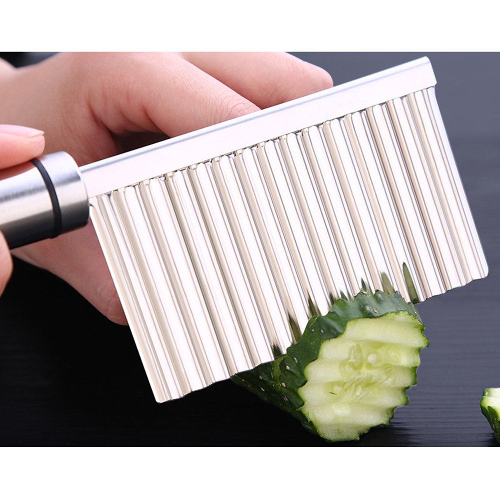 Crinkle Chip Cutter, abtong Crinkle Cutter Potato Crinkle Cut Knife Vegetable Crinkle Stainless Steel Wavy Cutter Tool Sharpe Blade No-Rust