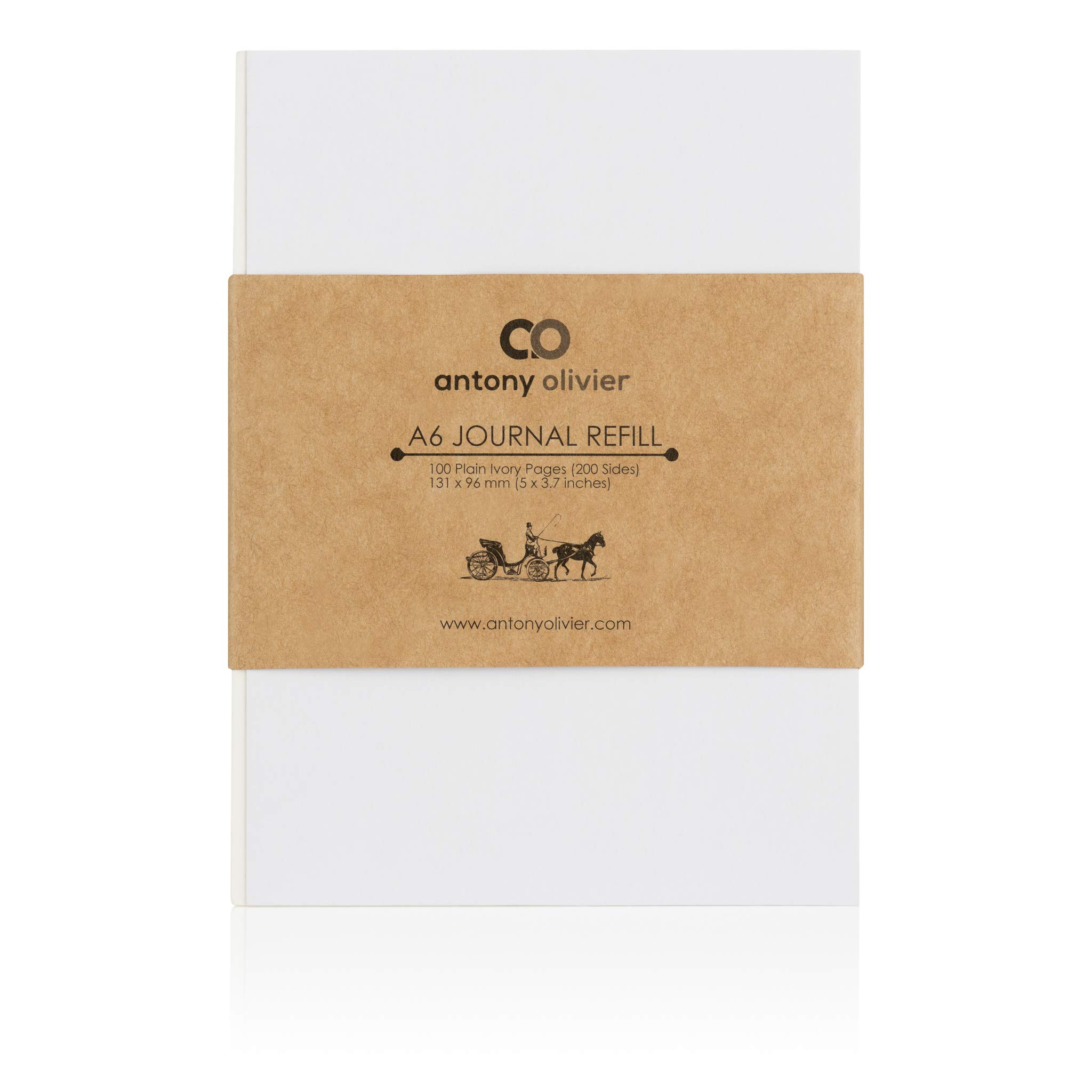 Antony Olivier Notebook Refill Inserts Blank Unlined Paper | 3-Pack | Refill Paper | 100 Sheets Color Ivory | Size A6 (131 x 96 mm)