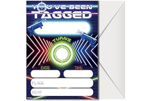 Laser Tag Invitations with Envelopes - (Pack of 20) - Lasertag Birthday invites for Boys, Girls, Children and More. Laser Tag