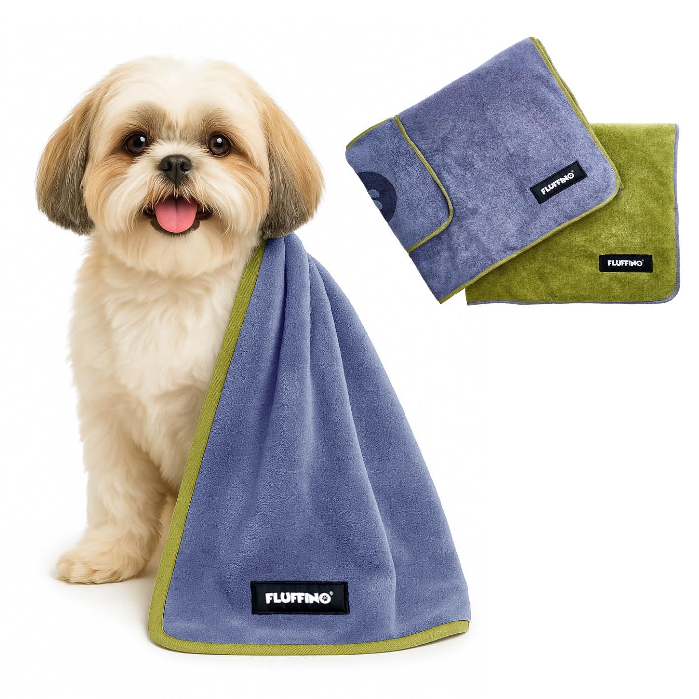 FLUFFINO® Set of 2 Dog Towels Size S/M - 90 x 50 cm, Extremely Absorbent and Soft, Washable at 60 °C, Quick-Drying Microfibre Towel for Small and Medium Dogs or Cats