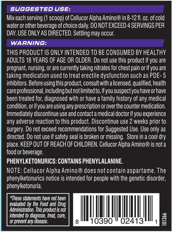 Cellucor Alpha Amino EAA & BCAA Powder | Branched Chain Essential Amino Acids + Electrolytes | Fruit Punch | 30 Servings: Health & Personal Care