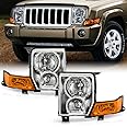 ACANII - For Jeep Commander 2006-2010 [Halogen Model] Factory Chrome Headlights Headlamps Replacement Pair Left+Right