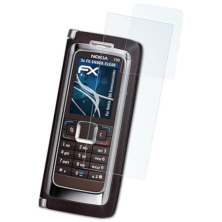 atFolix Schutzfolie kompatibel mit Nokia E90 Communicator Panzerfolie, ultraklare und stoßdämpfende FX Folie (3er Set)