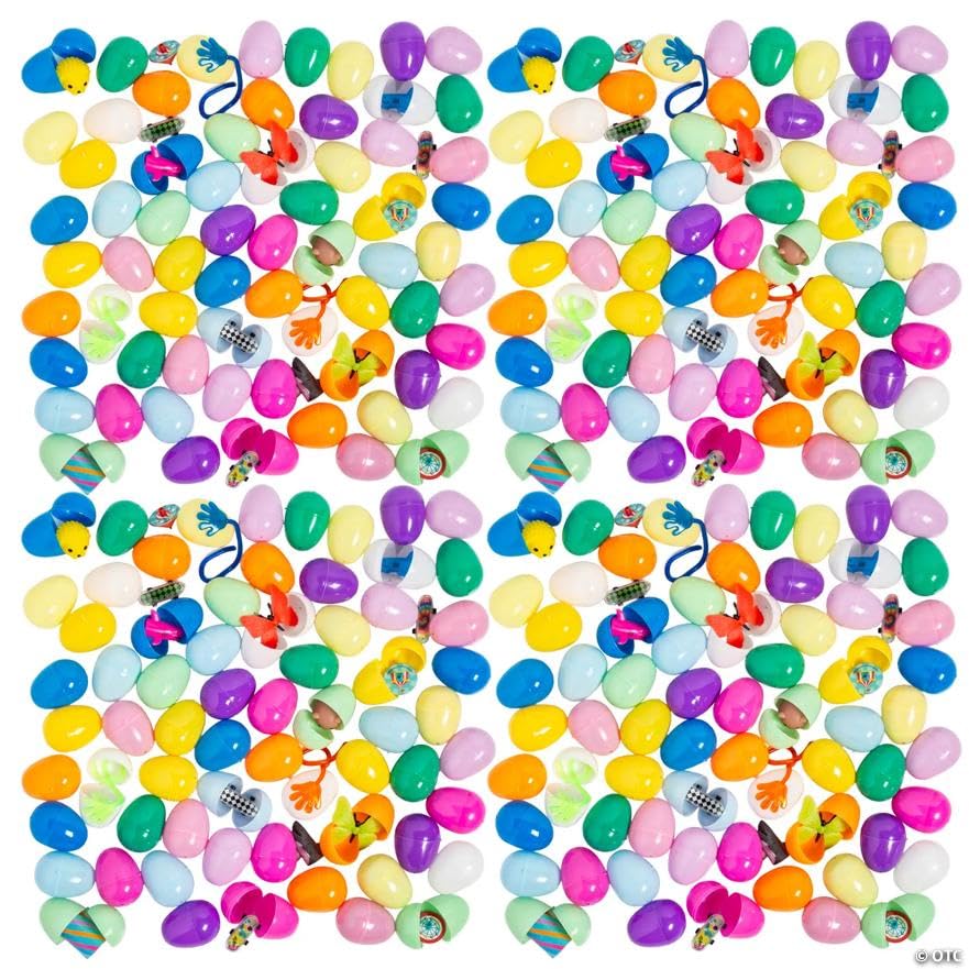 Fun Express 2 1/2" Mega Bulk 200 Pc. Animal Theme Toy-Filled Plastic Easter Eggs for Easter Egg Hunts, School, Church & Events
