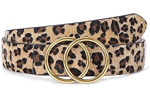 SUOSDEY Women Leather Belt Fashion Double O-Ring Soft Faux Leather Waist Belts For Jeans Dress