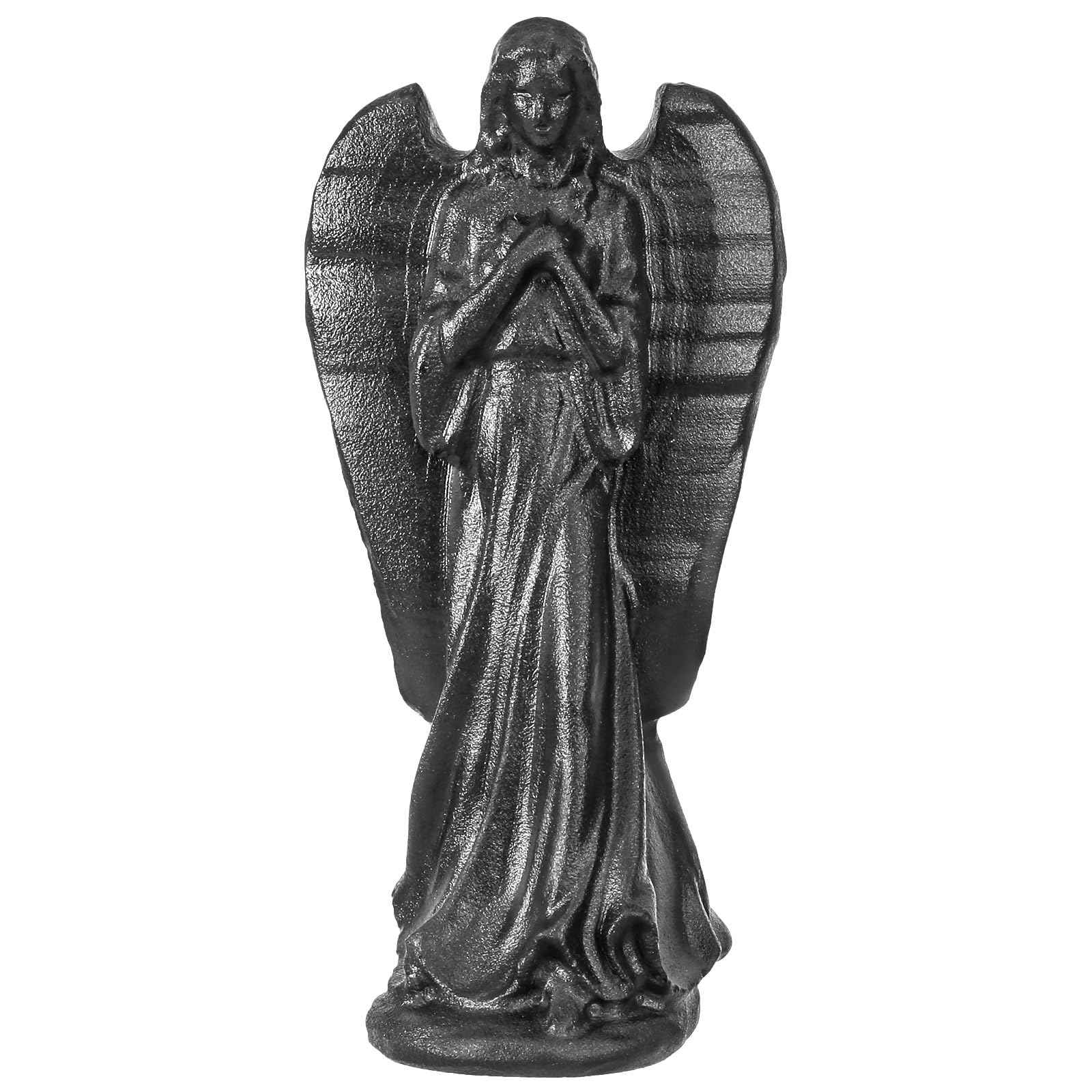 KYEYGWO Crystal Guardian Angel Figurine Hand Carved Stone Prayer Statue Peace Love Lucky Reiki Sculpture for Home Decoration, Black Obsidian