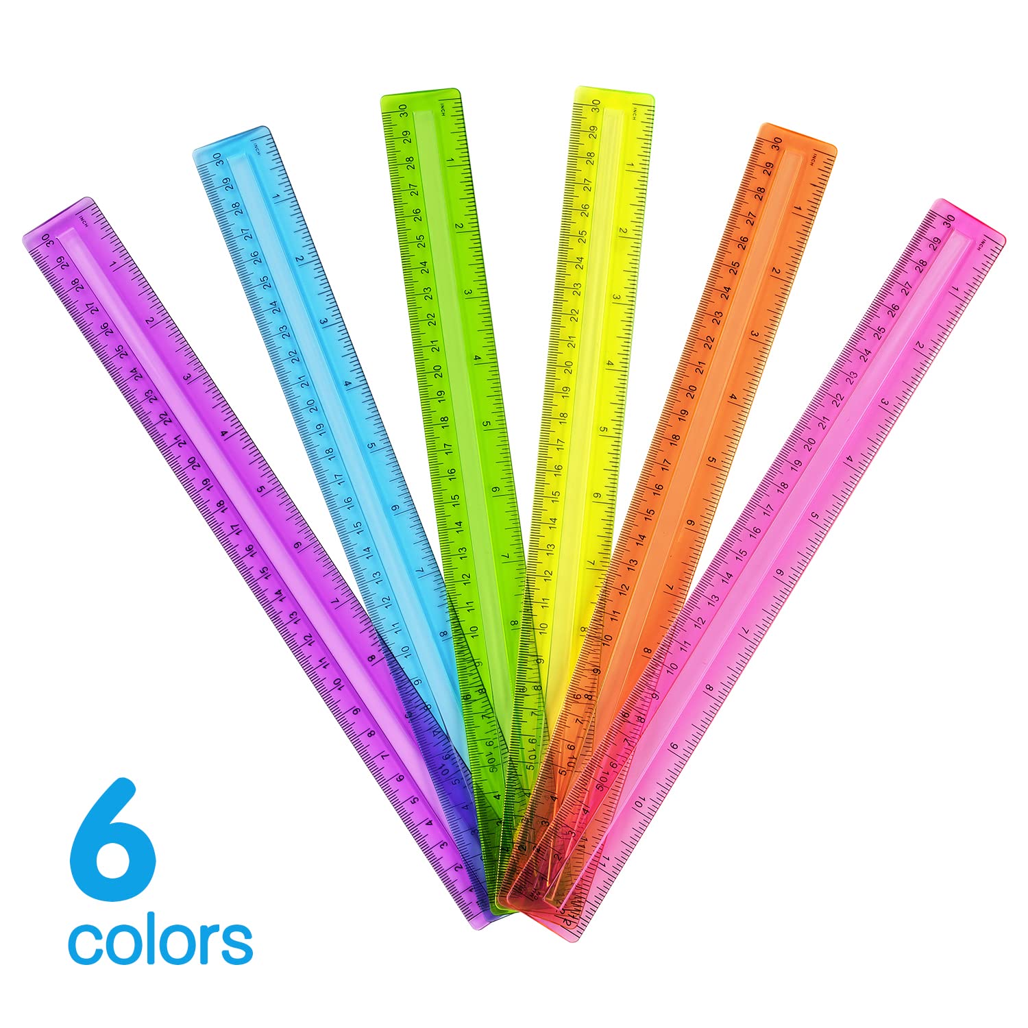 Mua 6 Pack Color Transparent Ruler Plastic Rulers, Metric Bulk Rulers ...